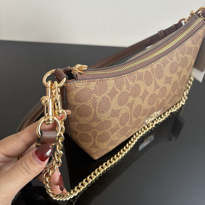 コーチ バッグ アウトレット COACH ケイトリン ショルダー バッグ・シグネチャー キャンバス タン/ブラウン CEK80 IMXHE コーチ ショルダーバッグ 小さめ - 画像 (5)