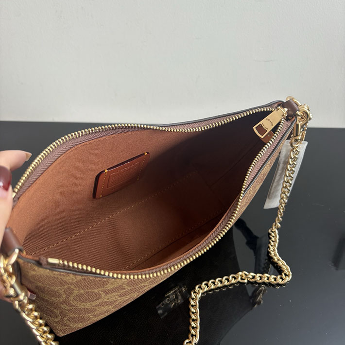 コーチ バッグ アウトレット COACH ケイトリン ショルダー バッグ・シグネチャー キャンバス タン/ブラウン CEK80 IMXHE コーチ ショルダーバッグ 小さめ - 画像 (3)