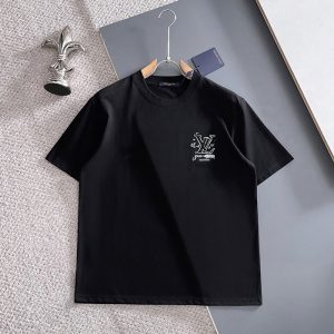 ルイ・ヴィトン メンズ ブラック クルーネック Tシャツ