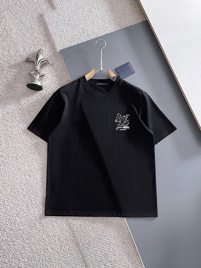 ルイ・ヴィトン メンズ ブラック クルーネック Tシャツ