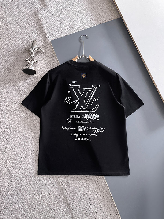 最高級ルイヴィトンスーパーコピー Louis Vuitton 2026年春夏新作:ピュアコットン クルーネック 半袖Tシャツ clothes202600489 ルイ・ヴィトン メンズ ブラック クルーネック Tシャツ - 画像 (2)
