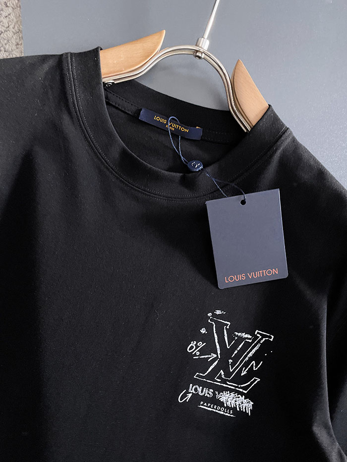 最高級ルイヴィトンスーパーコピー Louis Vuitton 2026年春夏新作:ピュアコットン クルーネック 半袖Tシャツ clothes202600489 ルイ・ヴィトン メンズ ブラック クルーネック Tシャツ - 画像 (7)