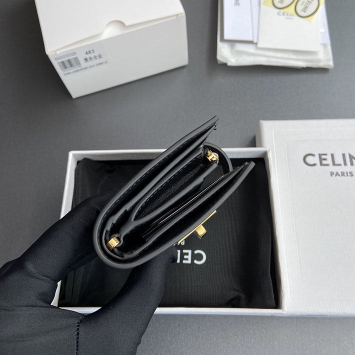 最高級セリーヌスーパーコピー CELINE フラップ付き カードホルダー 16(セーズ) サテンドカーフスキン ブラック 2633496 セリーヌ 財布 アウトレット - 画像 (8)