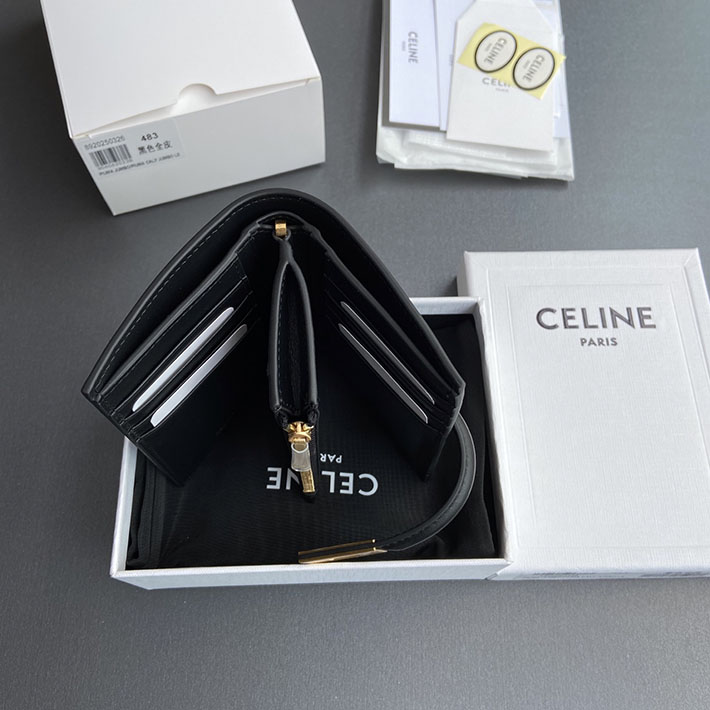 最高級セリーヌスーパーコピー CELINE フラップ付き カードホルダー 16(セーズ) サテンドカーフスキン ブラック 2633496 セリーヌ 財布 アウトレット - 画像 (6)