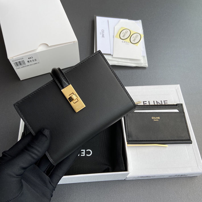 最高級セリーヌスーパーコピー CELINE フラップ付き カードホルダー 16(セーズ) サテンドカーフスキン ブラック 2633496 セリーヌ 財布 アウトレット - 画像 (5)