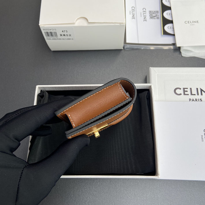 最高級セリーヌスーパーコピー CELINE フラップ付き カードホルダー 16 サテンドカーフスキン タン 10M473GCG.04LU セリーヌ 財布 二つ折り - 画像 (8)