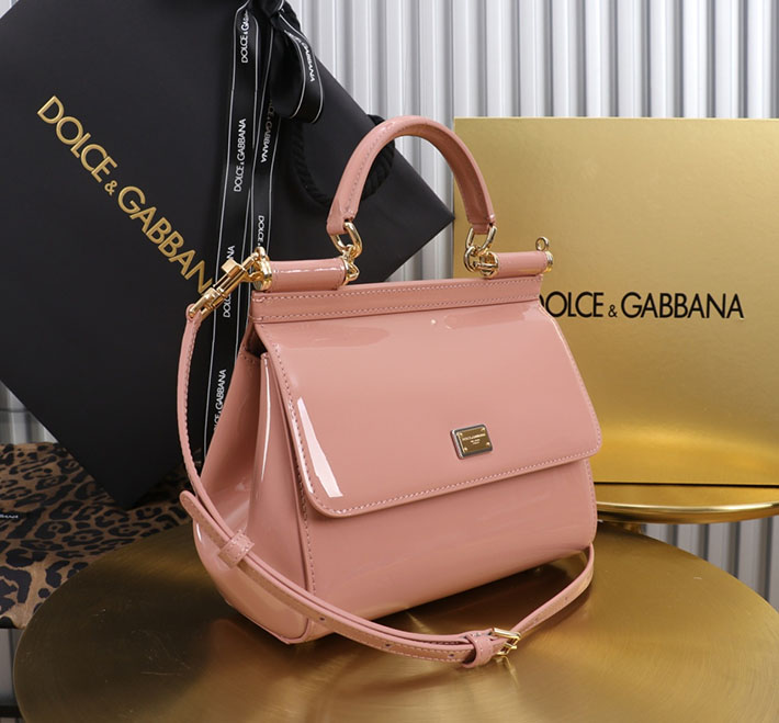 ドルガバ バッグ アウトレット Dolce & Gabbana パテントレザー製 スモール Sicily ハンドバッグ ピンク BB6003B147180405 ドルガバ バッグ ピンク - 画像 (8)