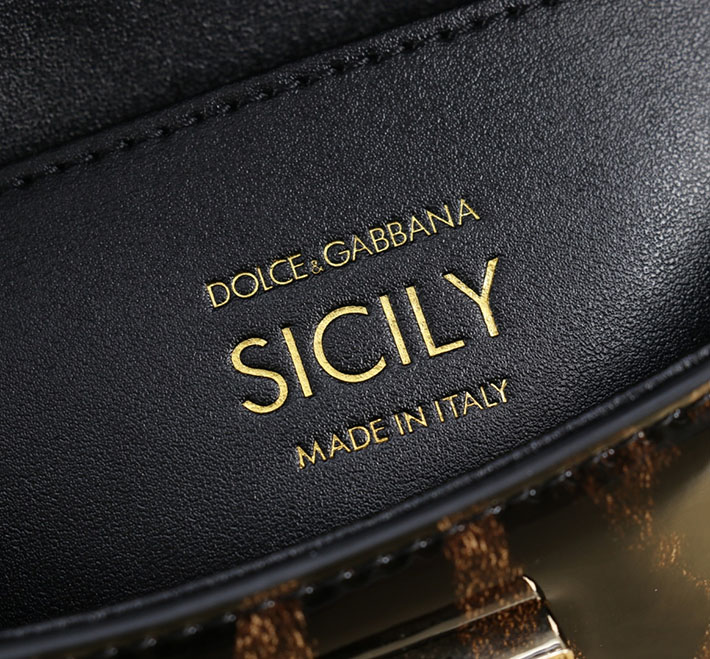 ドルチェ&ガッバーナ レオパードプリントのポリッシュドカーフスキン製 ミニ「Sicily」ハンドバッグ BB7116BM568HA93M ドルガバ バッグ アウトレット - 画像 (3)