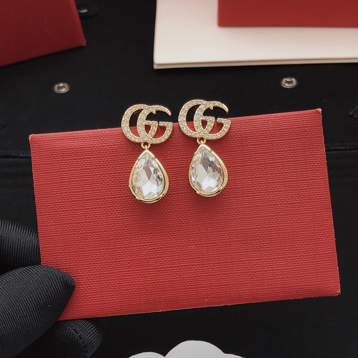 グッチ直営アウトレット店 GUCCI ダブルG クリスタル ドロップ ピアス 854854 JAAHV 8062 グッチ ピアス レディース - 画像 (6)