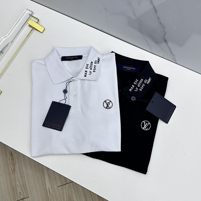 最高級ルイヴィトンスーパーコピー Louis Vuitton コットン 新作 春夏用 襟付き半袖ポロシャツ clothes202600568 ルイヴィトン メンズポロシャツ 黒 - 画像 (2)