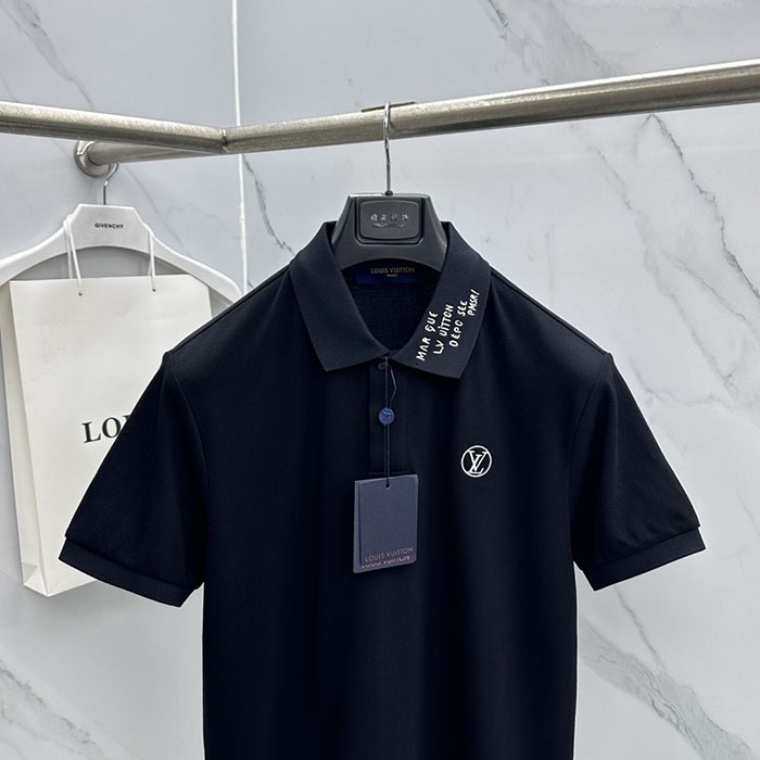 最高級ルイヴィトンスーパーコピー Louis Vuitton コットン 新作 春夏用 襟付き半袖ポロシャツ clothes202600568 ルイヴィトン メンズポロシャツ 黒 - 画像 (9)