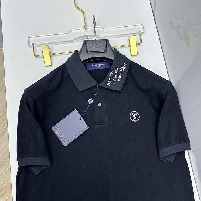 最高級ルイヴィトンスーパーコピー Louis Vuitton コットン 新作 春夏用 襟付き半袖ポロシャツ clothes202600568 ルイヴィトン メンズポロシャツ 黒 - 画像 (7)