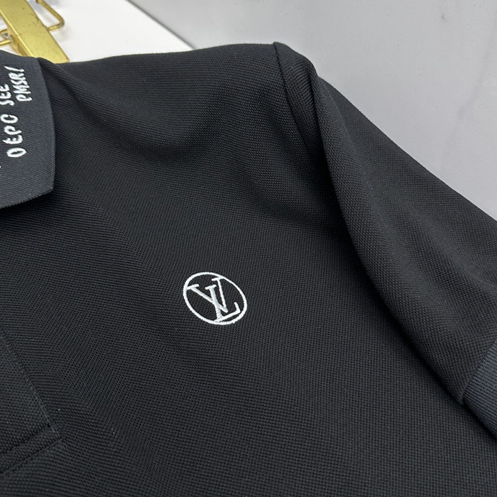 最高級ルイヴィトンスーパーコピー Louis Vuitton コットン 新作 春夏用 襟付き半袖ポロシャツ clothes202600568 ルイヴィトン メンズポロシャツ 黒 - 画像 (4)