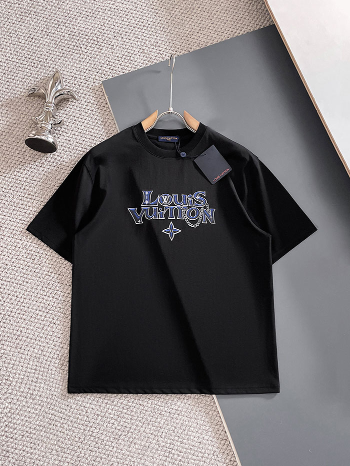 ルイヴィトン メンズ黒Tシャツ 新作