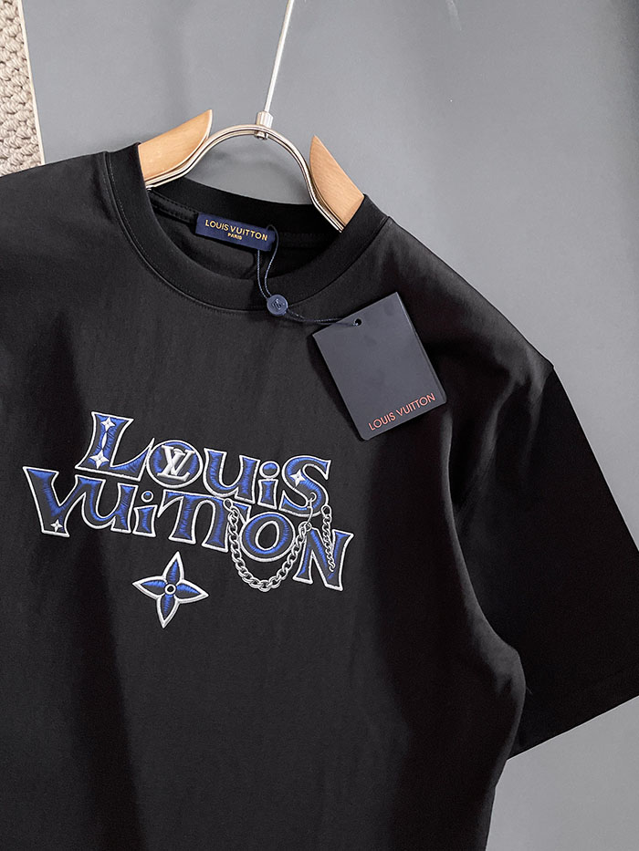 最高級ルイヴィトンスーパーコピー Louis Vuitton コットン ストライプ柄の王冠ロゴがプリントされた半袖Tシャツclothes202600615 ルイヴィトン メンズ黒Tシャツ 新作 - 画像 (9)