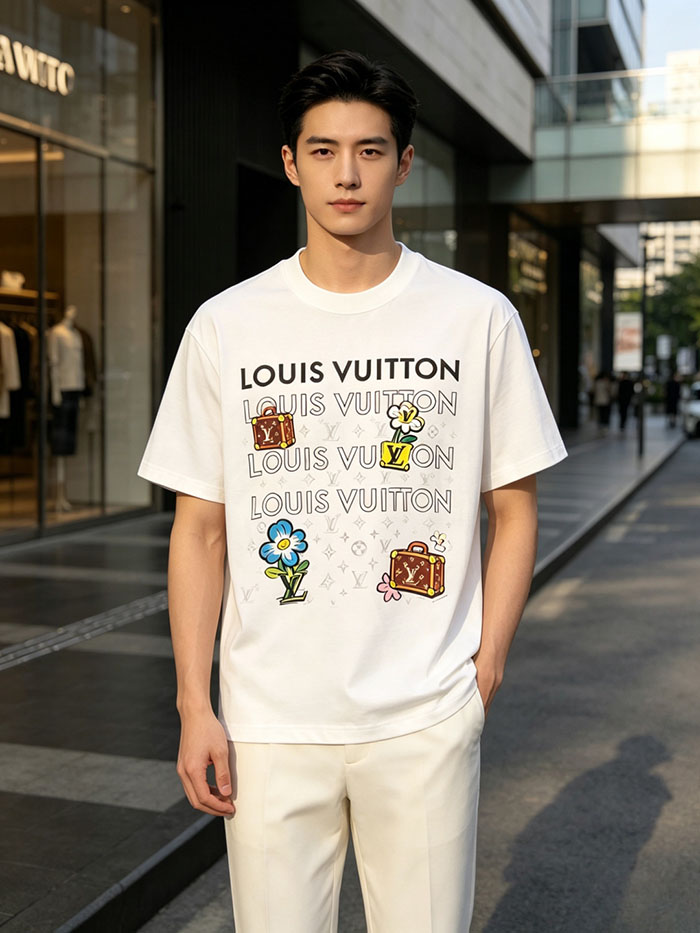 ルイヴィトン メンズ 白Tシャツ 新作