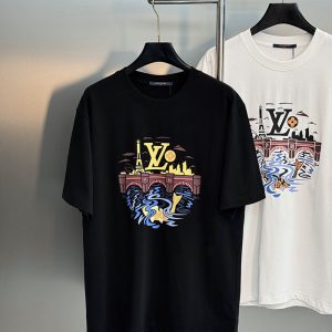ルイヴィトン メンズプリントTシャツ 黒