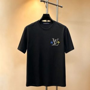 ルイヴィトン メンズ 純綿 Tシャツ 黒