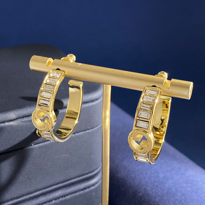グッチ直営アウトレット店 GUCCI ブロンディ クリスタル ピアス ゴールドトーン 854688 JAAHV 8062 グッチ ピアス ゴールド - 画像 (5)
