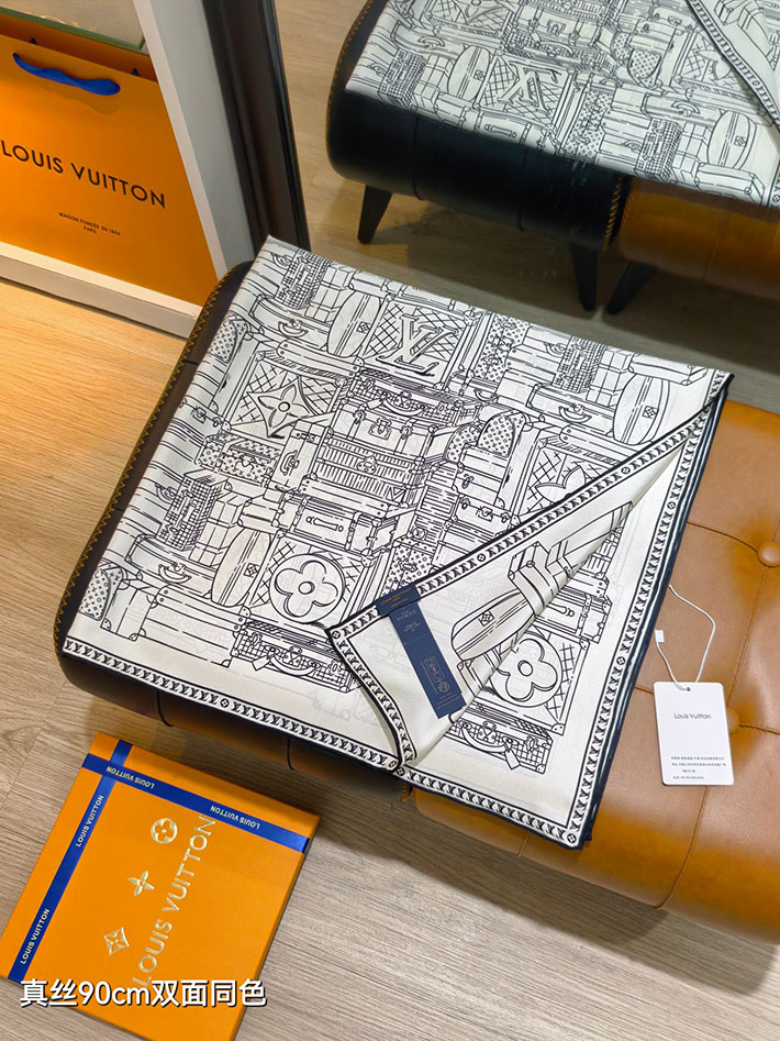 最高級ルイヴィトンスーパーコピー Louis Vuitton カレ90・マイ LV ラゲージ ノワール M96516 ルイヴィトン スカーフ 新作 - 画像 (7)