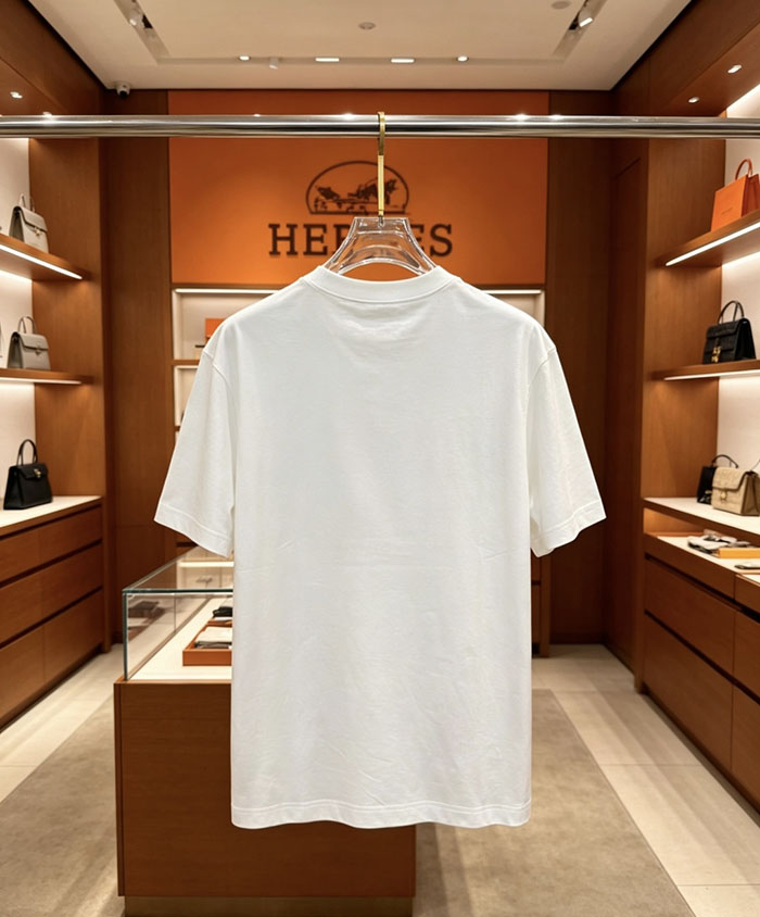 最高級エルメススーパーコピー HERMESコットン100% 2026年春夏最新作 半袖クルーネックTシャツ - ハイエンドカスタマイズ clothes202600376 エルメス メンズTシャツ 白 - 画像 (4)