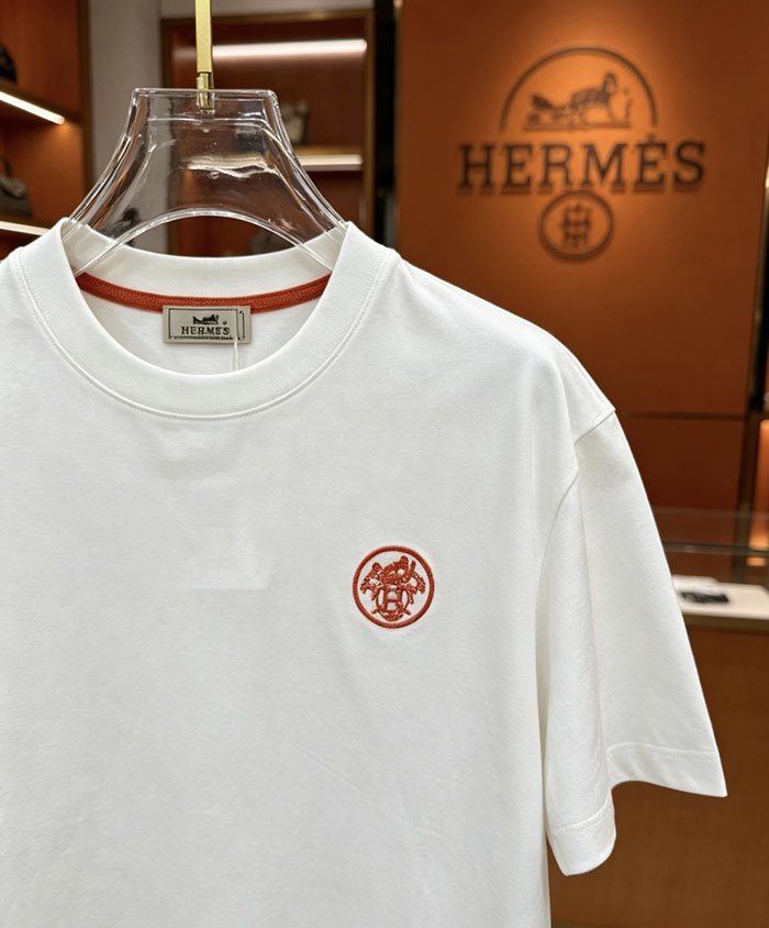 最高級エルメススーパーコピー HERMESコットン100% 2026年春夏最新作 半袖クルーネックTシャツ - ハイエンドカスタマイズ clothes202600376 エルメス メンズTシャツ 白 - 画像 (2)