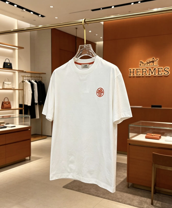 最高級エルメススーパーコピー HERMESコットン100% 2026年春夏最新作 半袖クルーネックTシャツ - ハイエンドカスタマイズ clothes202600376 エルメス メンズTシャツ 白 - 画像 (7)