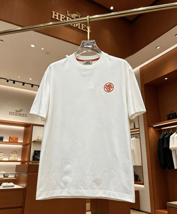 最高級エルメススーパーコピー HERMESコットン100% 2026年春夏最新作 半袖クルーネックTシャツ - ハイエンドカスタマイズ clothes202600376 エルメス メンズTシャツ 白 - 画像 (3)