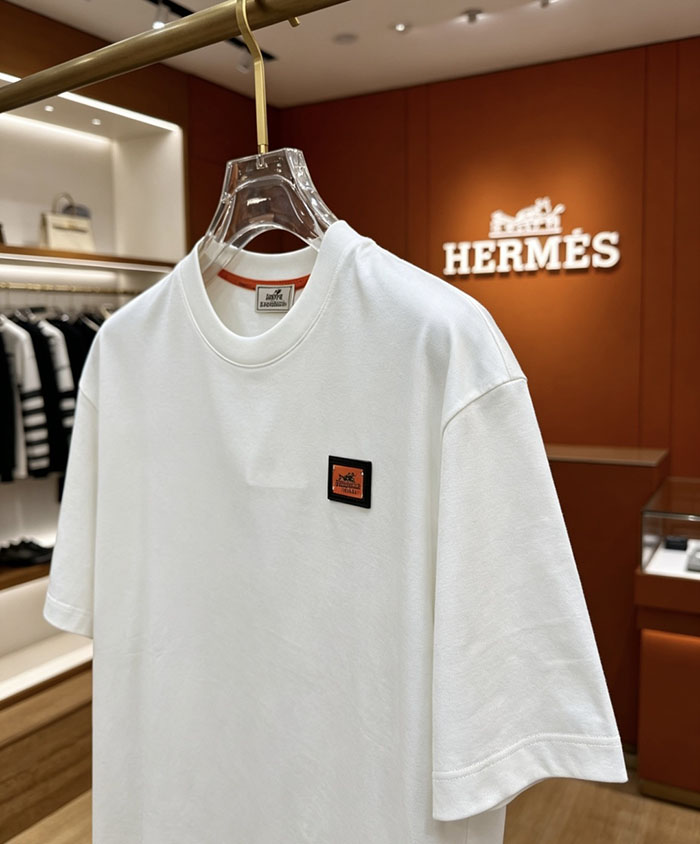 最高級エルメススーパーコピー HERMES コットン100% 2026年春夏最新作 半袖クルーネックTシャツ - ハイエンドカスタマイズ clothes202600377 エルメス メンズ Tシャツ 白 - 画像 (5)