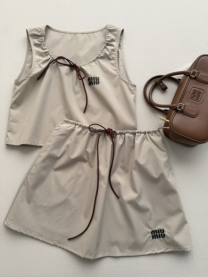 最高級ミュウミュウ服コピー MiuMiu パナマコットン スカート ライムストーン MG2696_12NS_F0A08 ミュウミュウ スカート - 画像 (2)