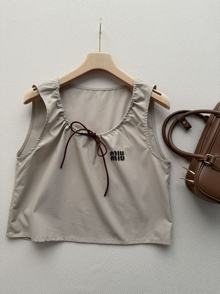 最高級ミュウミュウ服コピー MiuMiu パナマコットン クロップド トップ ライムストーン MT2240_12NS_F0A08 ミュウミュウ 服 レディース - 画像 (5)