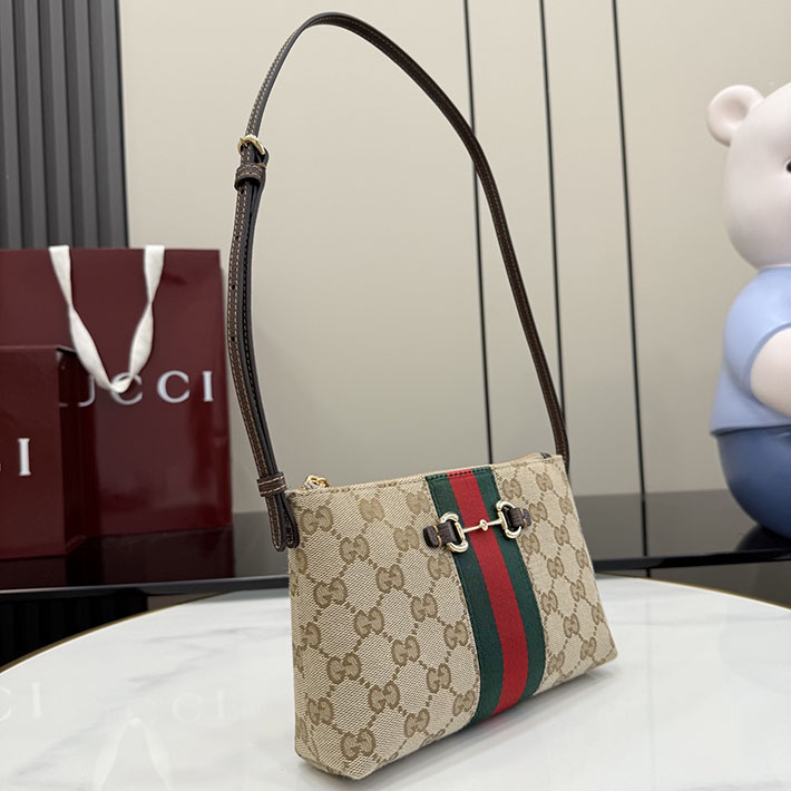 グッチ直営アウトレット店 GUCCI ホースビット ウェブ スモール ショルダーバッグ サンド ブラウン 867130 FAF88 9645 レディース グッチ バッグ - 画像 (11)