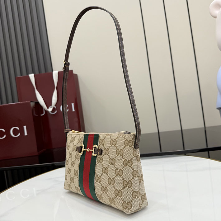 グッチ直営アウトレット店 GUCCI ホースビット ウェブ スモール ショルダーバッグ サンド ブラウン 867130 FAF88 9645 レディース グッチ バッグ - 画像 (7)