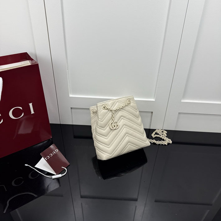 グッチ直営アウトレット店 GUCCI GGマーモント ナノ バケットバッグ ホワイト 856404 AAFS1 9022 グッチ バッグ アウトレット - 画像 (8)