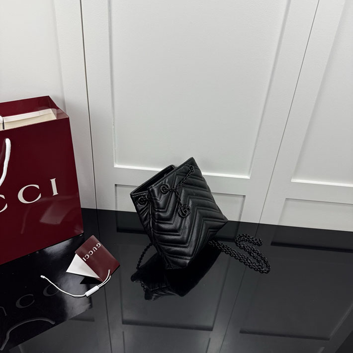グッチ直営アウトレット店 GUCCI GGマーモント ナノ バケットバッグ ブラック 856404 AAFS1 1000 グッチ バッグ 黒 - 画像 (8)