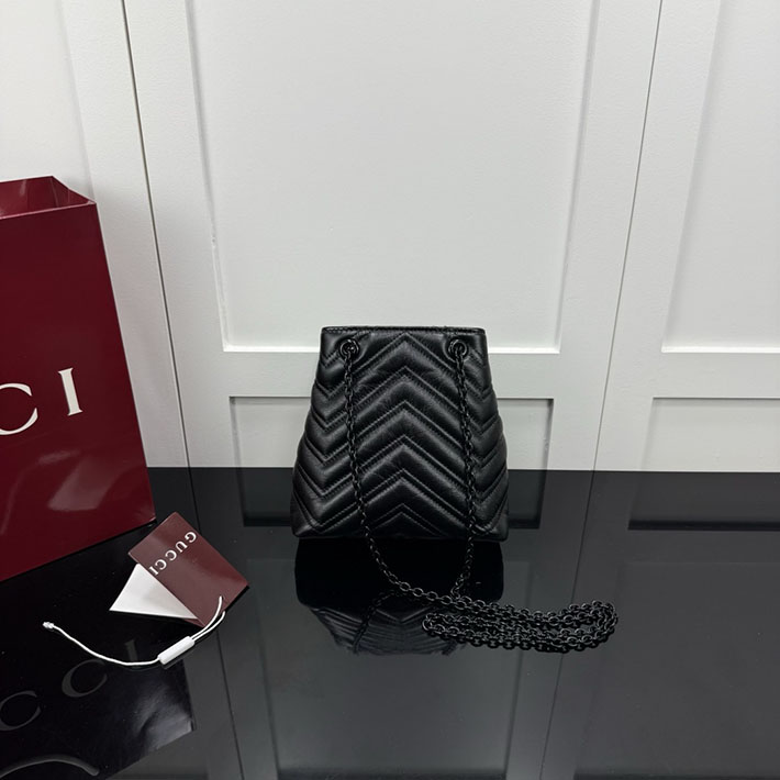 グッチ直営アウトレット店 GUCCI GGマーモント ナノ バケットバッグ ブラック 856404 AAFS1 1000 グッチ バッグ 黒 - 画像 (7)