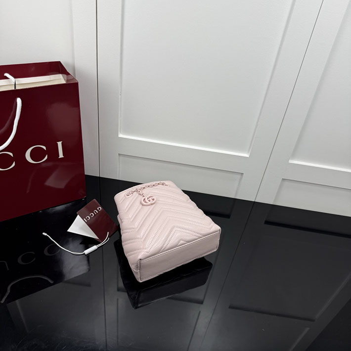 グッチ直営アウトレット店 GUCCI GGマーモント ナノ バケットバッグ ダスティピンク 856404 AAFS1 5729 レディース グッチ バッグ - 画像 (5)