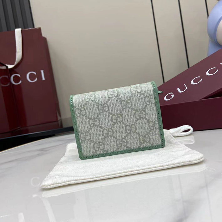 グッチ 財布 アウトレット GUCCI GGエンブレムカードケース ウォレット 財布 セージグリーン 820692 FAD6L 8458 グッチ 財布 アウトレット - 画像 (5)