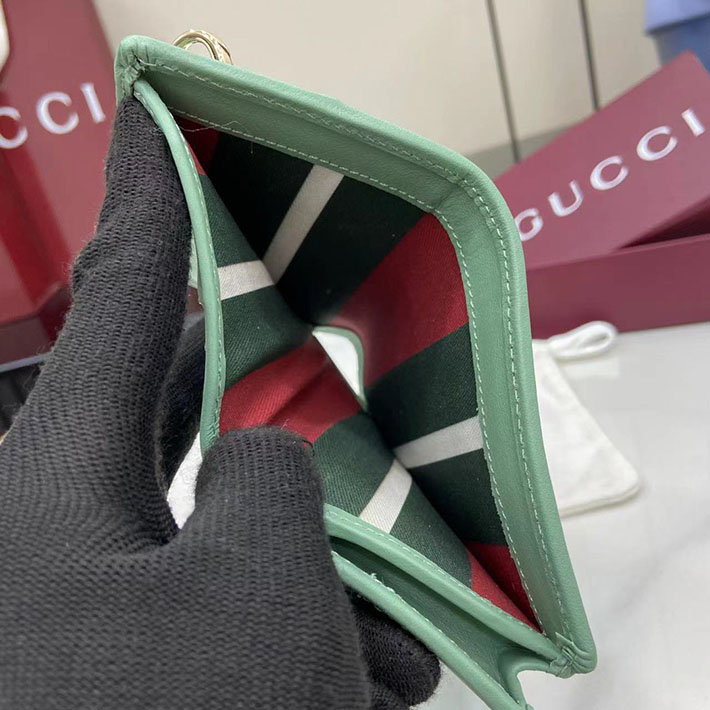 グッチ 財布 アウトレット GUCCI GGエンブレムカードケース ウォレット 財布 セージグリーン 820692 FAD6L 8458 グッチ 財布 アウトレット - 画像 (2)