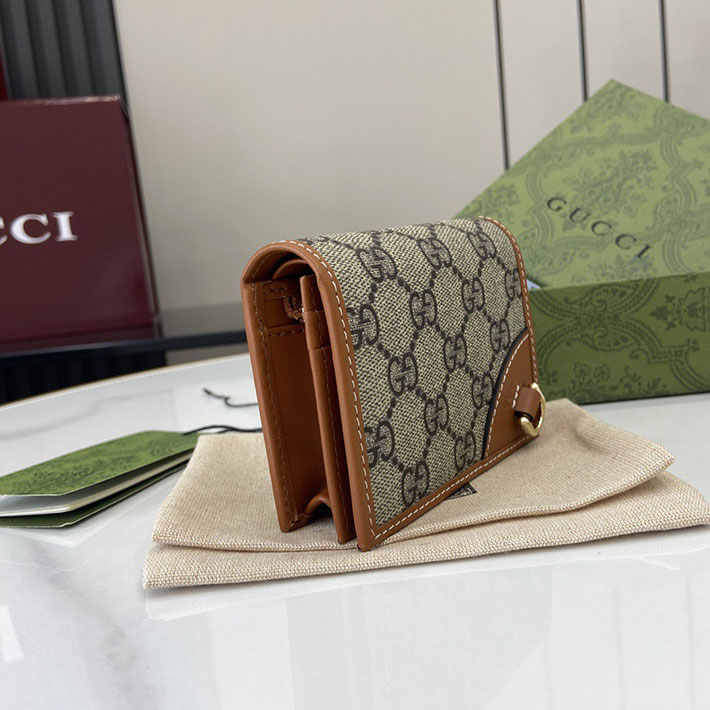 グッチ 財布 アウトレット GUCCI GGエンブレム スモールウォレット ベージュ&ダークブラウン 820692 FAD6L 9758 グッチ 財布 安い - 画像 (8)