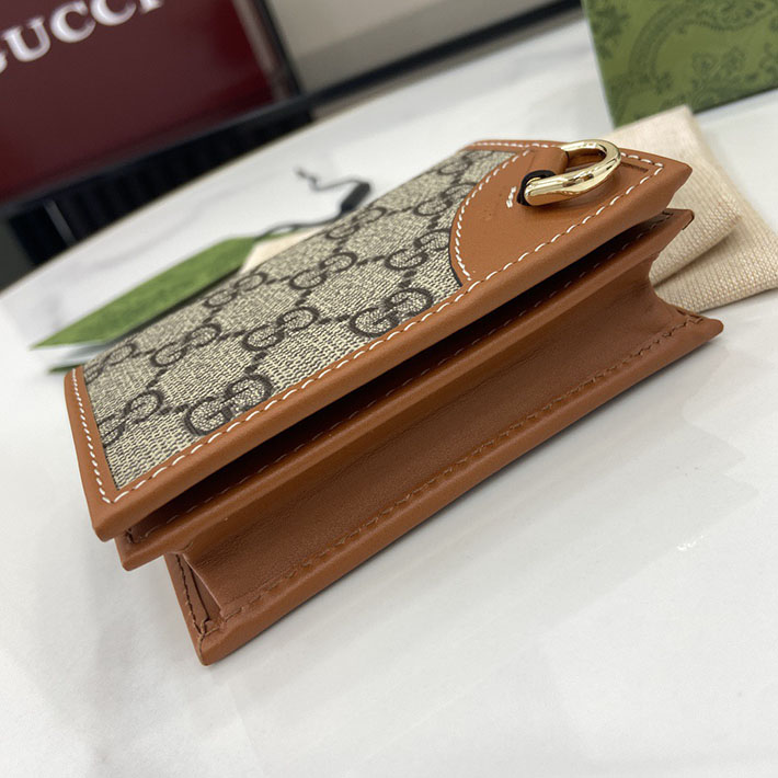 グッチ 財布 アウトレット GUCCI GGエンブレム スモールウォレット ベージュ&ダークブラウン 820692 FAD6L 9758 グッチ 財布 安い - 画像 (5)