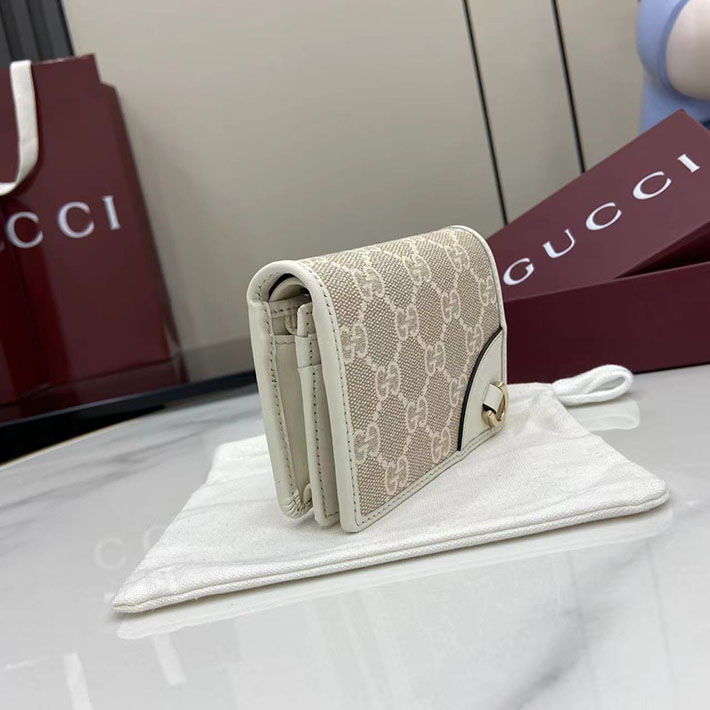 グッチ 財布 アウトレット GUCCI GGエンブレム スモールウォレット ベージュ&ホワイト 820692 FAD6L 9641 グッチ 財布 二つ折り アウトレット - 画像 (6)
