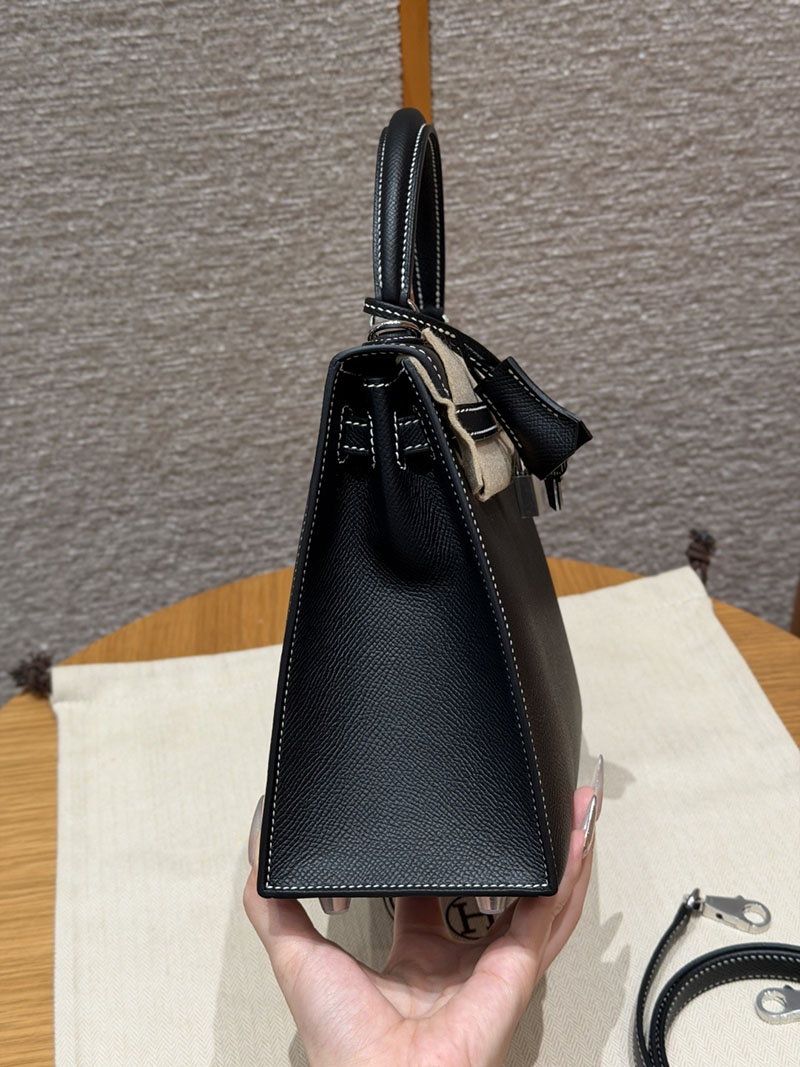 エルメス ケリー 25の通販 HERMES ケリー25 外縫い ブラック ヴォーエプソン シルバー金具 2633942 ケリー25 外縫い 黒 - 画像 (8)