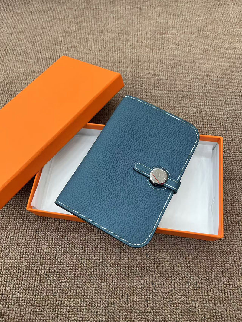 最高級エルメス財布コピー HERMES ドゴン コンパクト ブルージーン トゴ シルバー金具 H043072CK75 エルメス ドゴン コンパクト - 画像 (5)