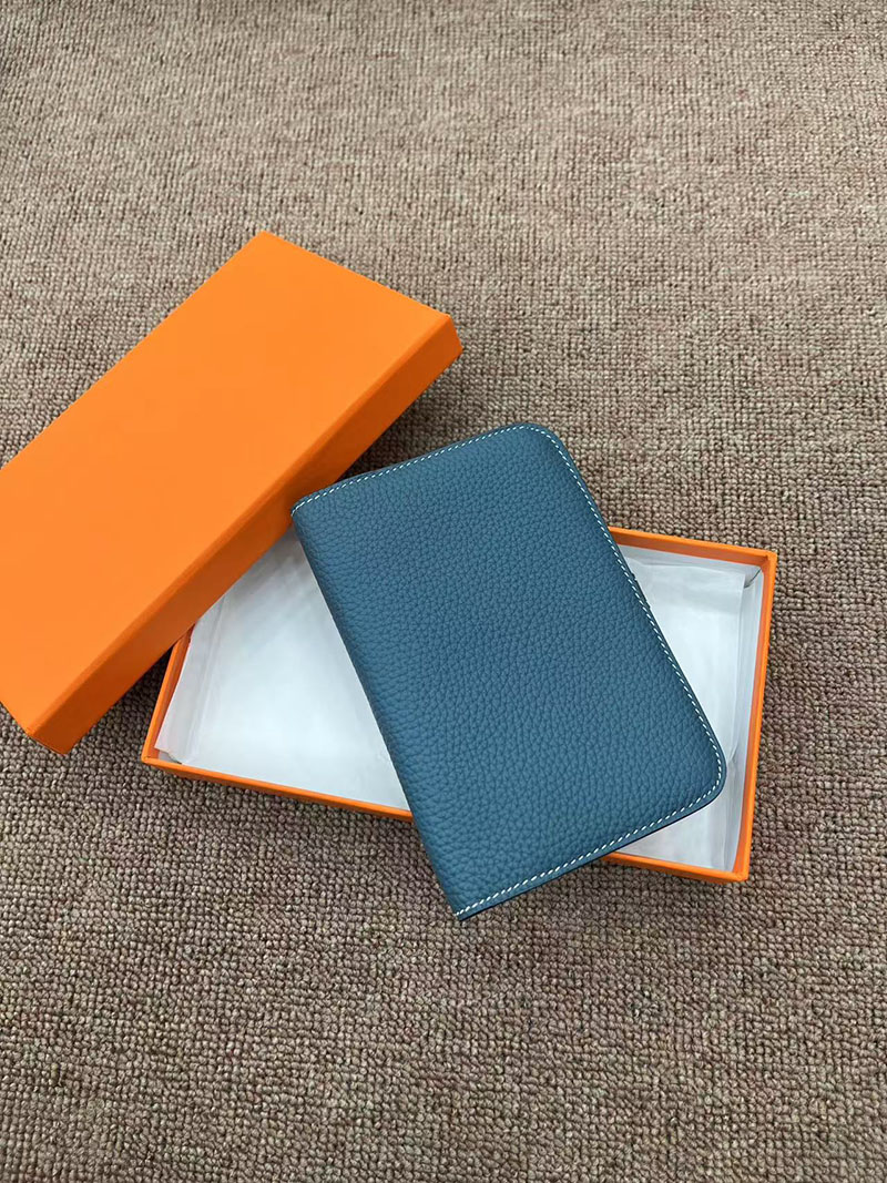 最高級エルメス財布コピー HERMES ドゴン コンパクト ブルージーン トゴ シルバー金具 H043072CK75 エルメス ドゴン コンパクト - 画像 (4)