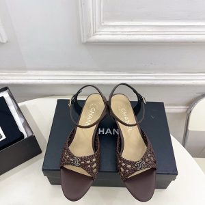 CHANEL シャネル サンダル 2026春夏 ダブルC ウェーブ ストラップ レプリカ レザー