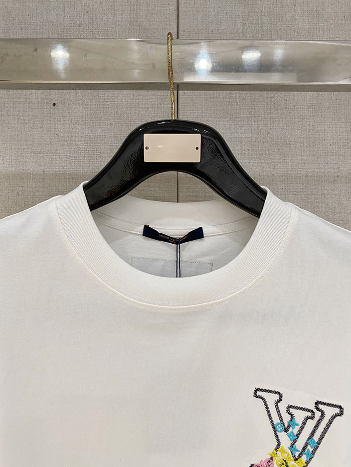 ルイヴィトン服コピー 人気店 Louis Vuitton 2026 SS プレ・スプリング 新作 刺繍入りコットンクルーネックTシャツ JP4649(1157)ルイヴィトン Tシャツ 白 - 画像 (4)