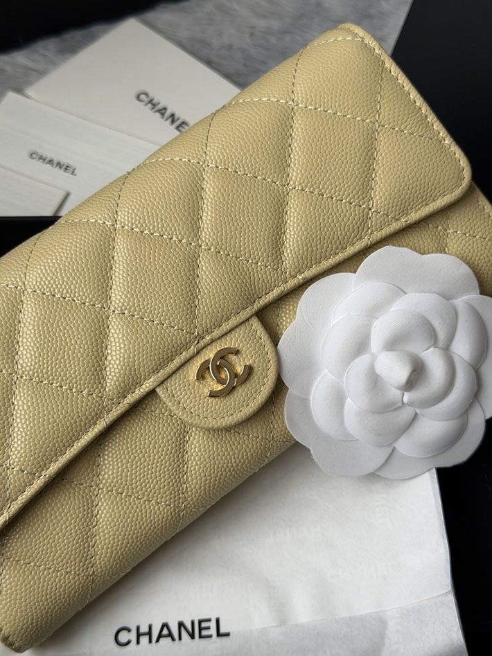 最高級シャネルスーパーコピー CHANEL マトラッセ クラシック ロング フラップ ウォレット ライトイエロー 2634220 シャネル 財布 公式 - 画像 (8)