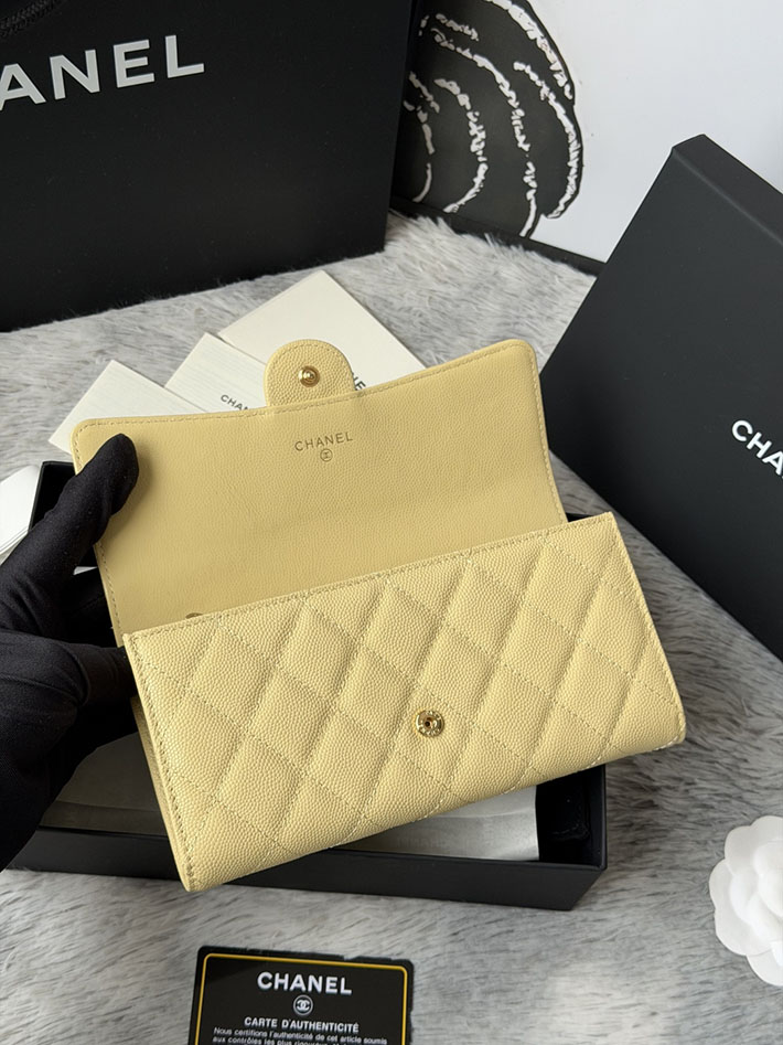 最高級シャネルスーパーコピー CHANEL マトラッセ クラシック ロング フラップ ウォレット ライトイエロー 2634220 シャネル 財布 公式 - 画像 (6)