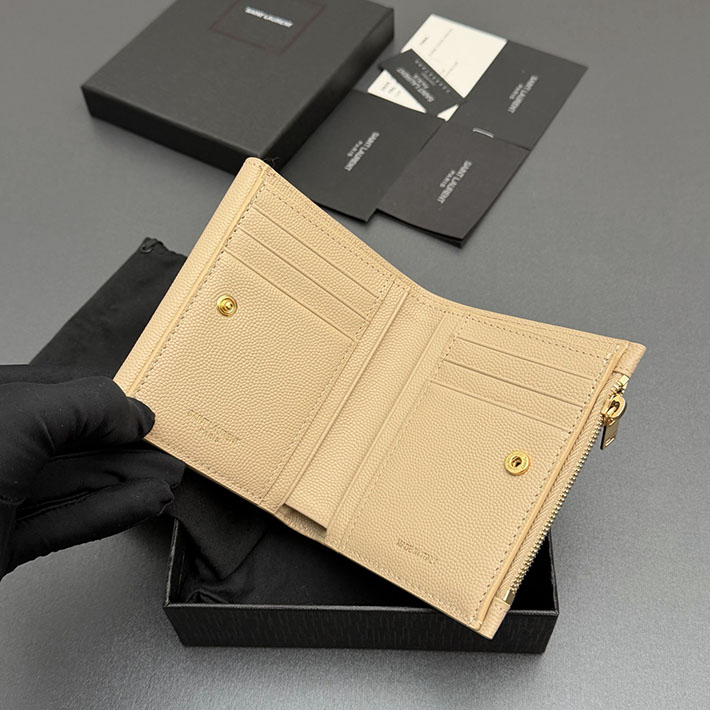 最高級サンローランスーパーコピー Saint Laurent アップタウン コンパクトウォレット ダークベージュ 2634236 サンローラン 財布 ミニ - 画像 (4)